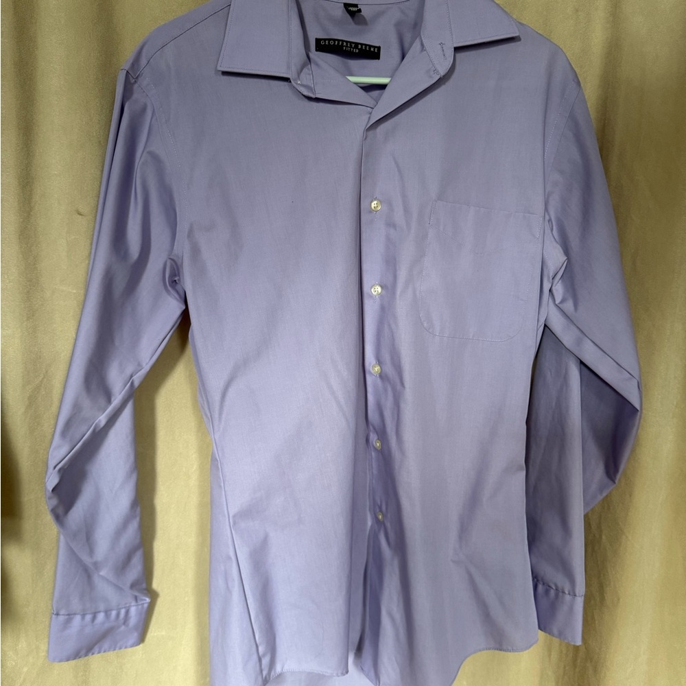 Men's Purple Dress Shirt Geoffrey Beene fitted 15 32/33 cotton blend